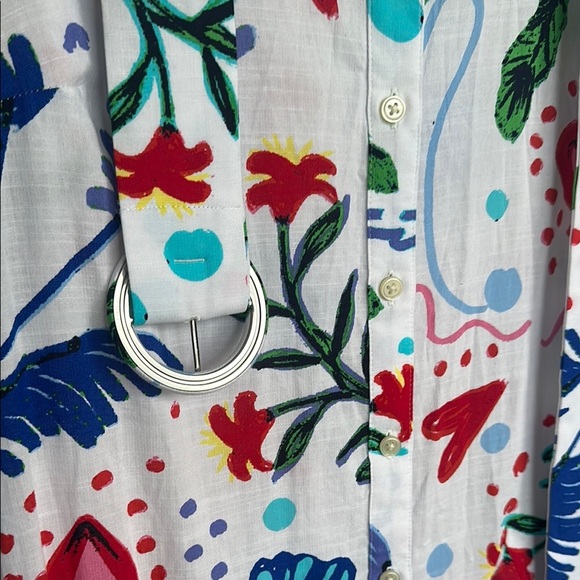 NEW LOFT White Multicolor Floral Long Sleeve Dress - Picture 4 of 4